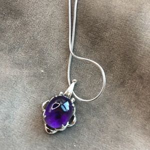 Amethysts silver necklace
